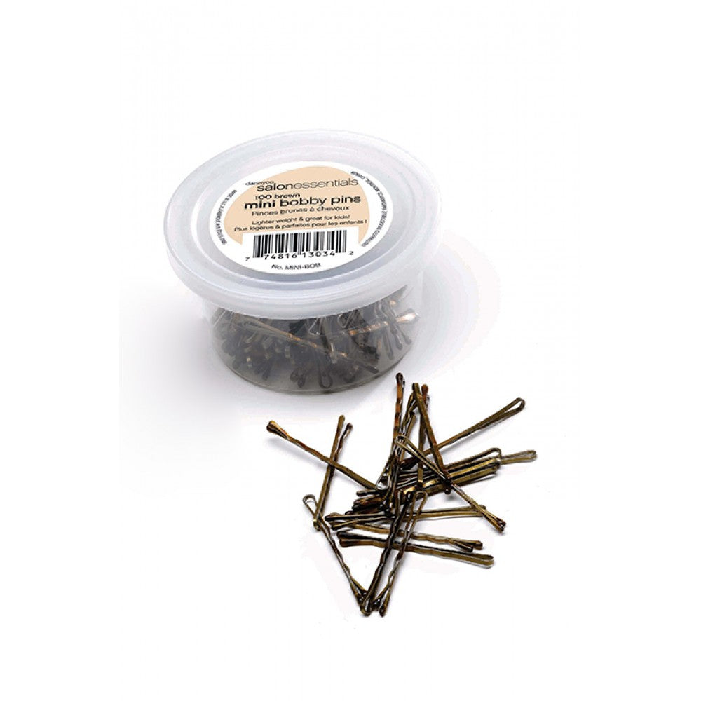 White Smoke Dannyco Mini Bobby Pins Tub 100pcs Brown
