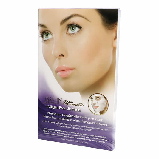 Tan Satin Smooth Ultimate Collagen Face Lift Masks 3PK - SSCMK3