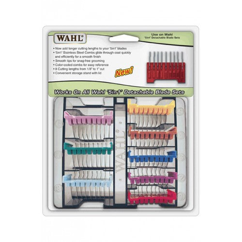 Light Gray Wahl 5 In 1 Stainless Slide Combs 8pk+cs 53157