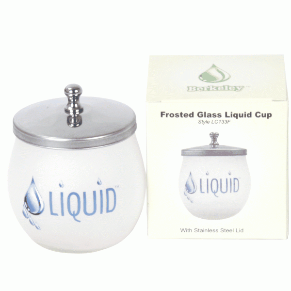 White Smoke Berkeley Frosted Glass Liquid Cup with SS Lid (LC133F)