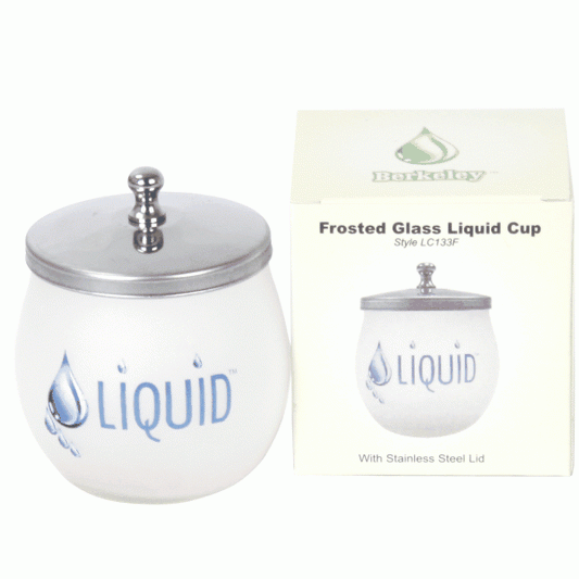 White Smoke Berkeley Frosted Glass Liquid Cup with SS Lid (LC133F)