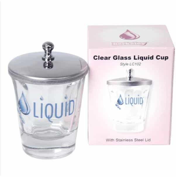 White Smoke Berkeley Clear Glass Liquid Cup w/S.Steel Lid - Style LC102