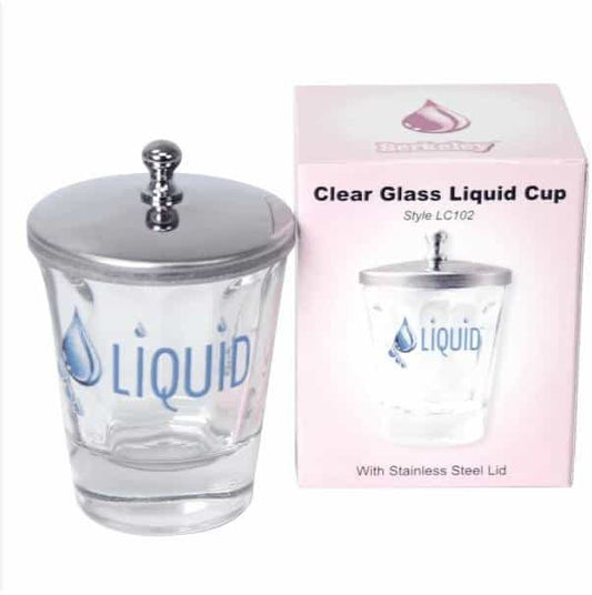 White Smoke Berkeley Clear Glass Liquid Cup w/S.Steel Lid - Style LC102