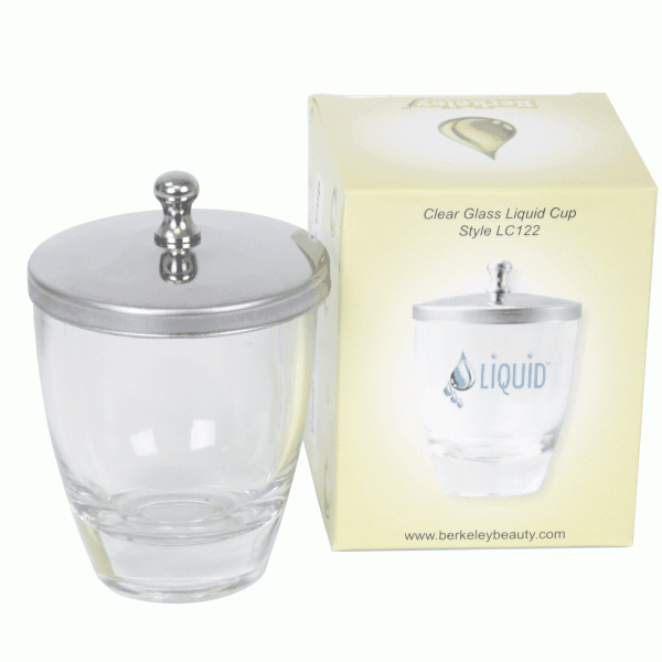 White Smoke Berkeley Clear Glass Liquid Cup W/Stainless Steel Lid LC122