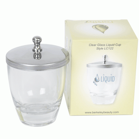 White Smoke Berkeley Clear Glass Liquid Cup W/Stainless Steel Lid LC122