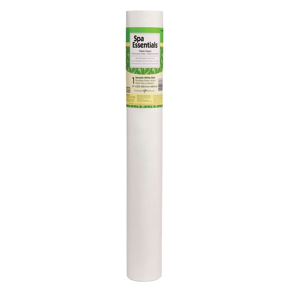Light Gray Spa Essentials Table Paper Smooth White Roll