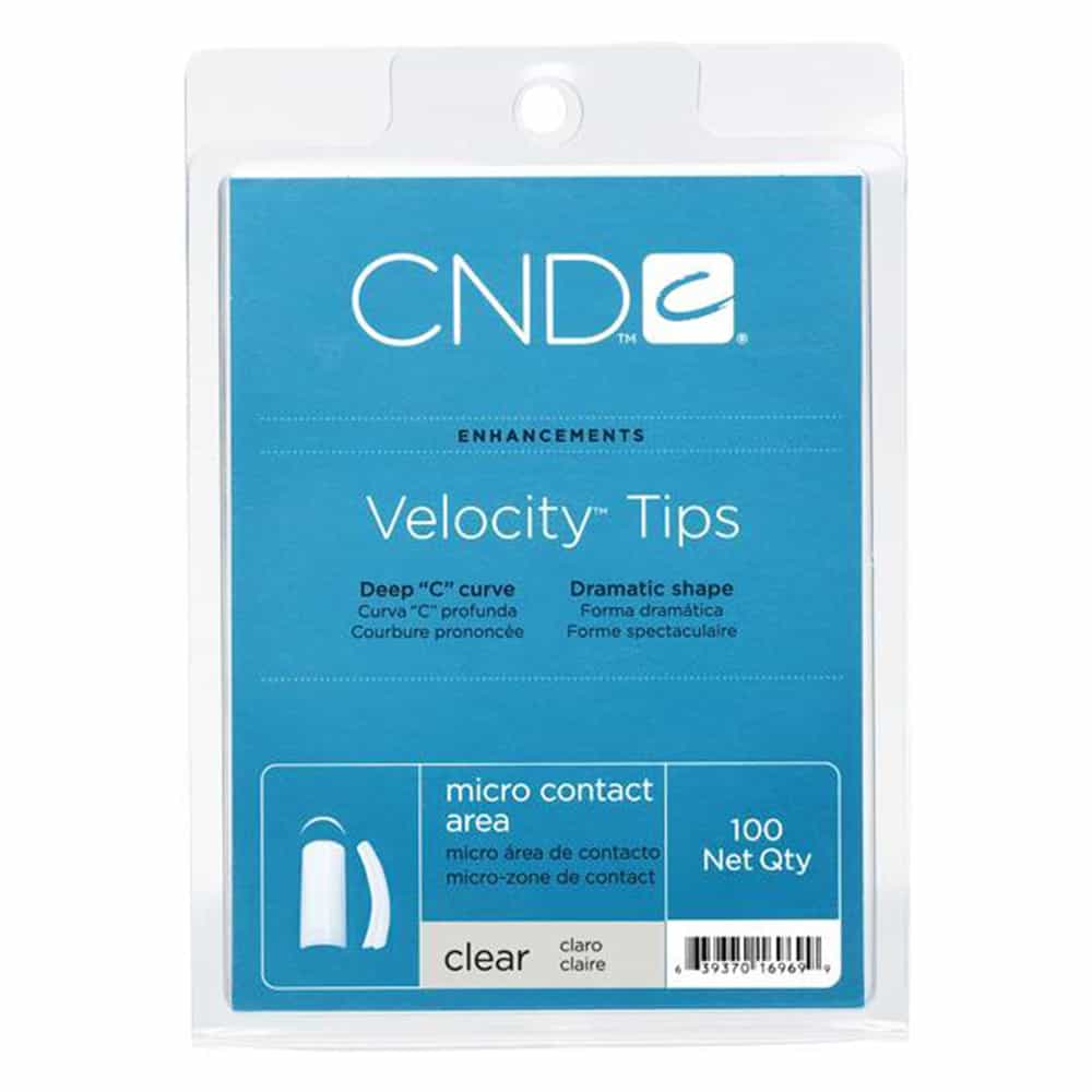 Steel Blue CND Velocity Tips Clear 100 Tray 16969