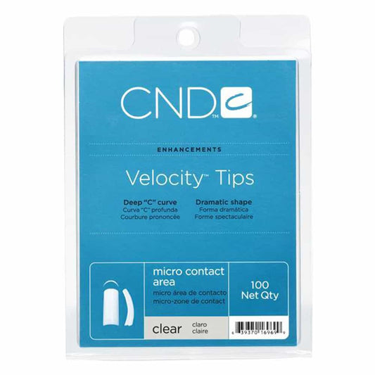 Steel Blue CND Velocity Tips Clear 100 Tray 16969