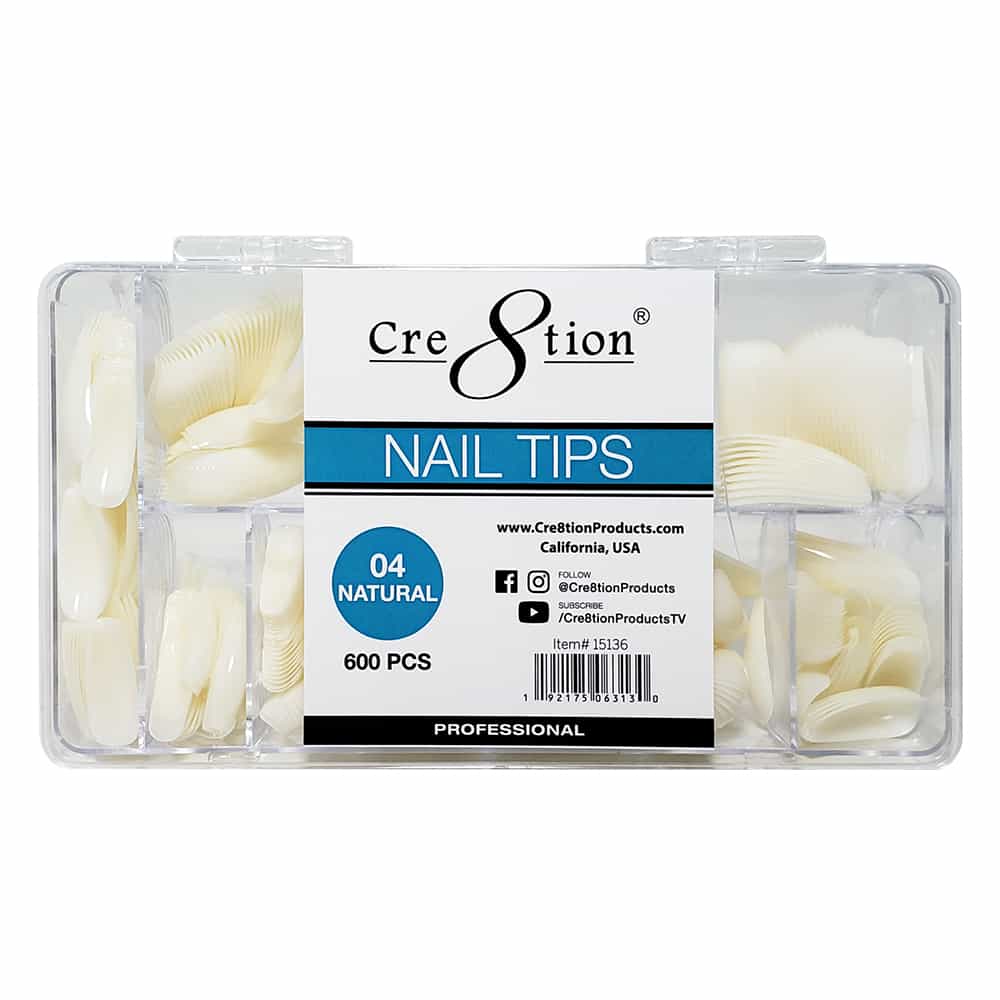 Light Gray Cre8tion Nail Tips 600pcs 04 Natural Short Almond 15136