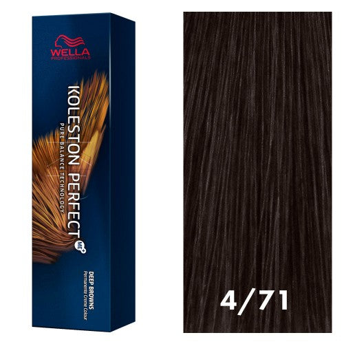Black Wella Koleston Perfect Deep Browns 4/71 Medium Brown/Ash 2oz